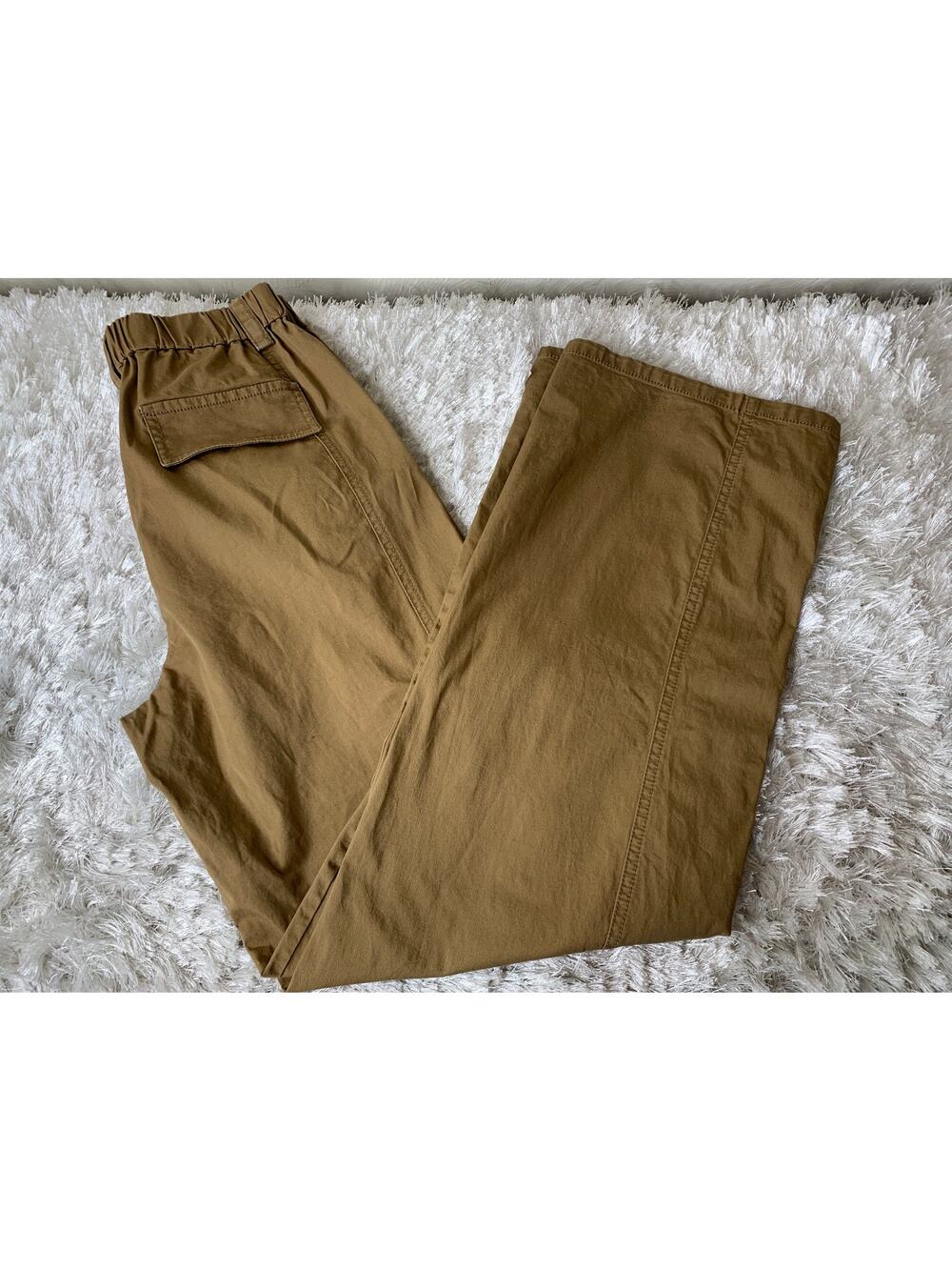 Mango MNG Cargo Pull On Pants Camel Dark Khaki Sz Small